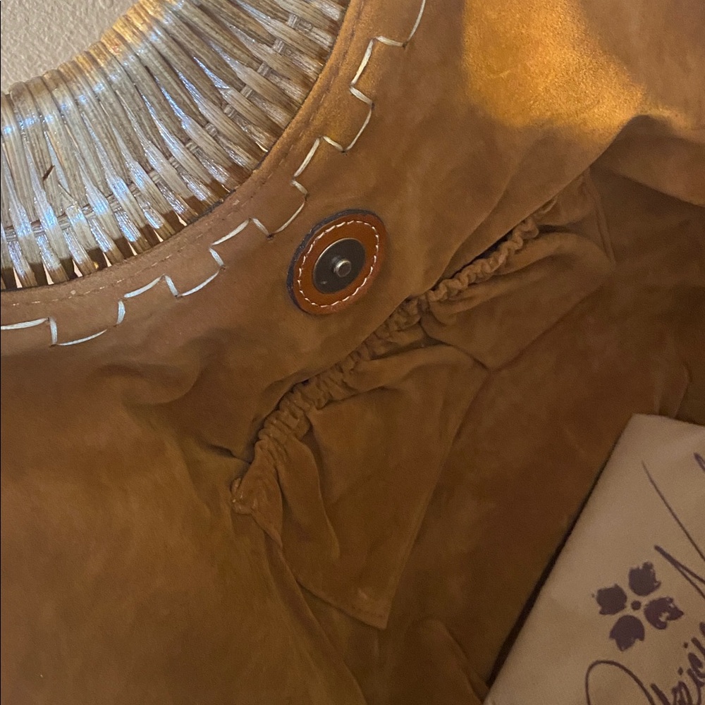 🌸🌺🌷Like new Patricia Nash Pratella Tote wicker wood handle leather bag🍀🌿 - Picture 8 of 13